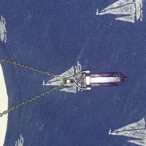Amethyst Crystal Gemstone Bullet Point Necklace